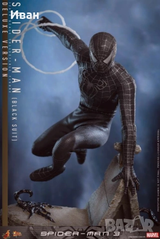 Hot Toys Spider-Man 3 (Black Suit) Deluxe 1/6th/ Спайдър - мен симбиотичен лукс издание, снимка 3 - Колекции - 47223401