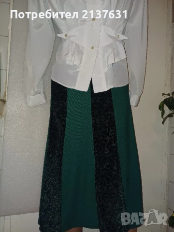 НОВИ с Етикет ! ДАМСКА БЯЛА БЛУЗА и ЗЕЛЕНА ПОЛА 