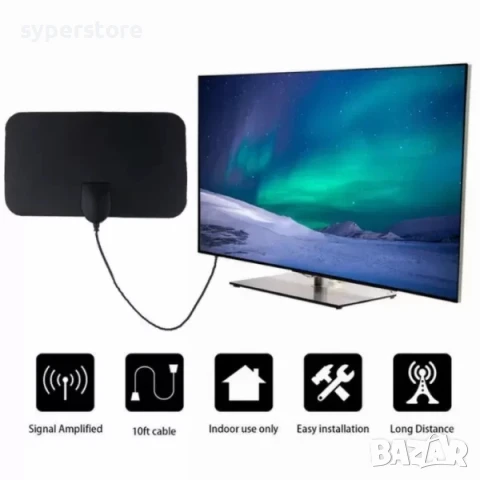 Антена за телевизор Digital One SP01086, цифрова, плоска, за ефирна телевизия, с вграден усилвател, снимка 9 - Приемници и антени - 50467137