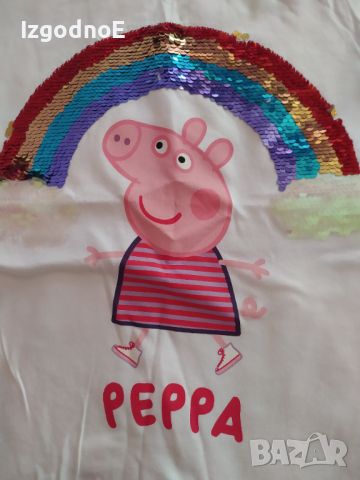 134/140 Нова тениска с обръщащи се пайети Peppa pig , снимка 3 - Детски тениски и потници - 45424926