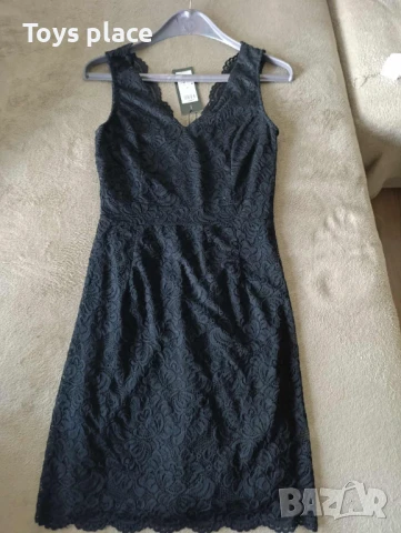 S/M Нова Маркова рокля Only, черна дантелена рокля, официална рокля за повод, снимка 3 - Рокли - 50725274