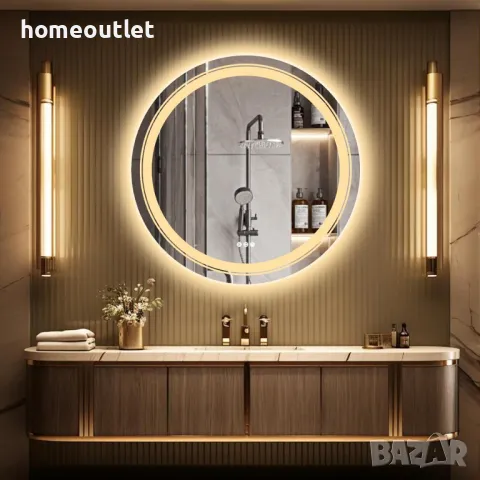 ПРОМОЦИЯ Кръгло огледало с LED осветление, 60см - LUVODI XMR-Y28-618-EU-G1, снимка 3 - Огледала - 49676941