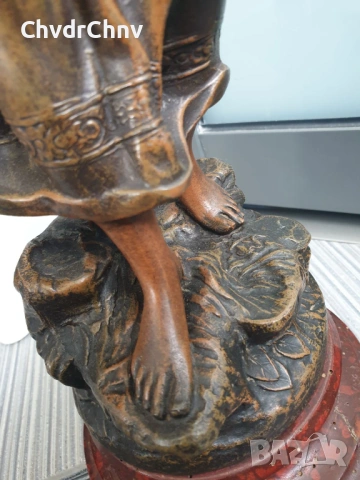 49см-3кг Moreau ЦАМ статуетка/стара френска скулптура/фигура на жена-художничка, снимка 10 - Статуетки - 54166256