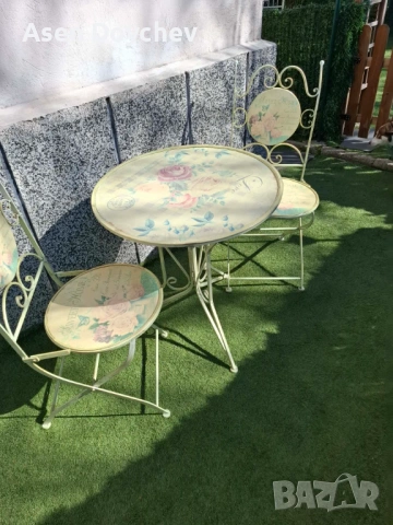 Градински винтидж комплект маса и два стола 100 евро, снимка 4 - Градински мебели, декорация  - 53664675