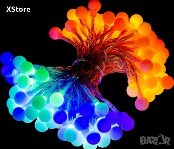 Соларно коледно LED осветление, 60 броя, 6 метра, снимка 4 - Соларни лампи - 52439766