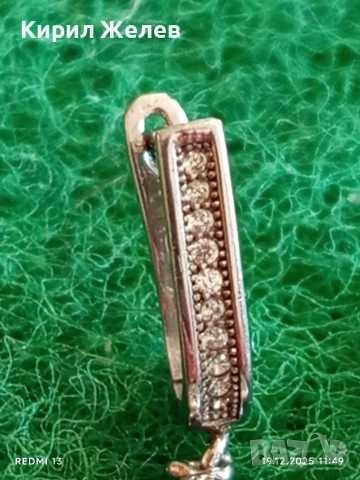 Сребърни обеци във формата на сърце инкрустирани с планински кристал прелестни 50974, снимка 4 - Обеци - 52846234