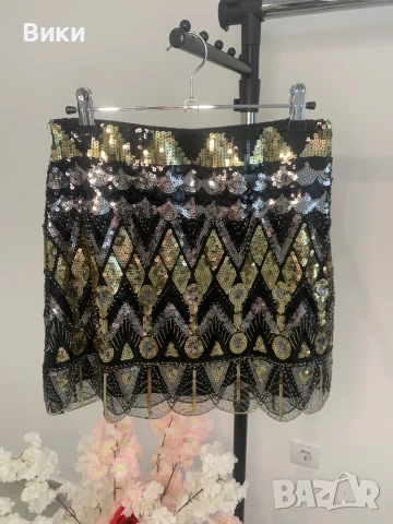 Пола с маниста и паети универсален размер , снимка 5 - Поли - 50739048