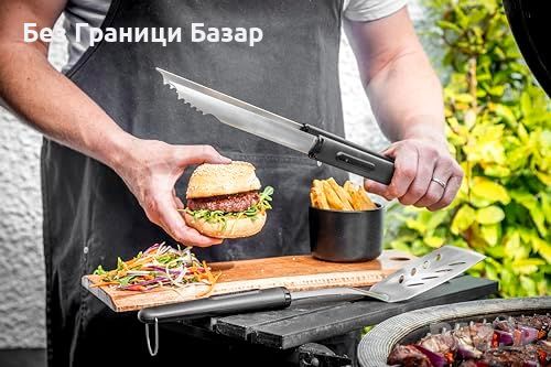 Нови 2 броя грил барбекю скара инструменти BBQ щипка и лопатка с дълги дръжки, снимка 8 - Други - 46497660