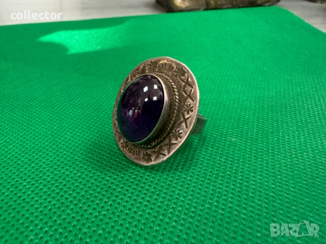 Сребърен пръстен с голям Аметист и красива корона. №7737, снимка 5 - Пръстени - 52810566