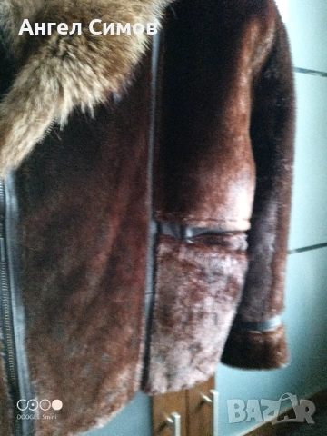 Луксозно кожено палто от тюлен с яка от бобър – уникат, ръчно шито яке, снимка 7 - Якета - 53041607