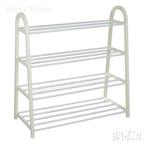Етажерка за обувки с 4 рафта, в цвят бял и taupe, 61×28×64см