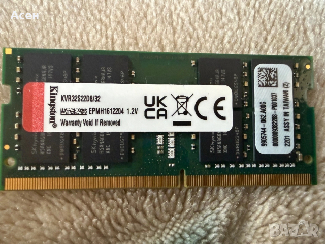 продавам ram за лаптоп  Kingston 32GB DDR4 SODIMM 3200 mt/s една плочка 
