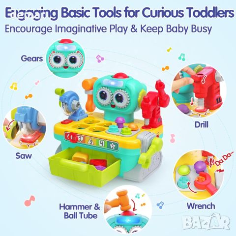 Sunnypal интерактивна образователна играчка за малки деца 1+ г., работна маса с инструменти, снимка 2 - Образователни игри - 45342581
