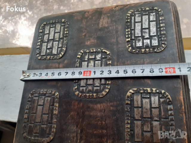 Антикварна дървена кутия с метален обков, снимка 7 - Антикварни и старинни предмети - 53456615