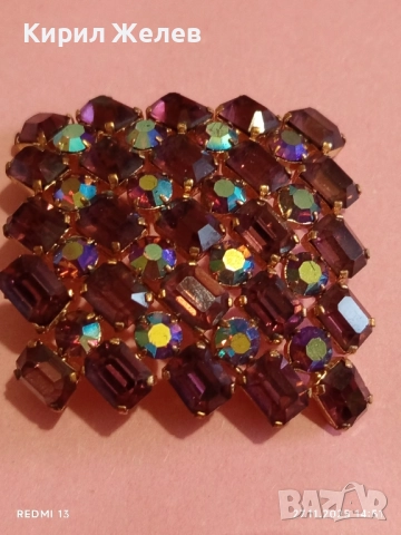 Кристална брошка АМЕТИСТ АРТ ДЕКО стил 31130, снимка 2 - Други - 52562209