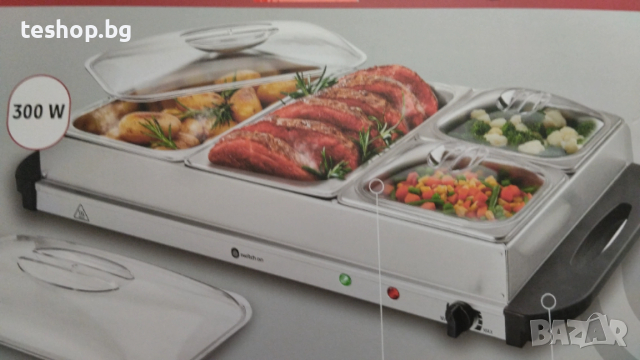 Бен мари / ел. нагревател за бюфет 2х1,1 л+2х2.4 л промоция