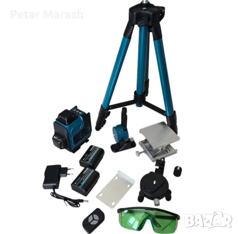 Самонивелиращ Лазерен Нивелир 4D с 16 Линиии Зелен Лазер и Тринога в Куфар, снимка 3 - Измервателни инструменти - 50409474