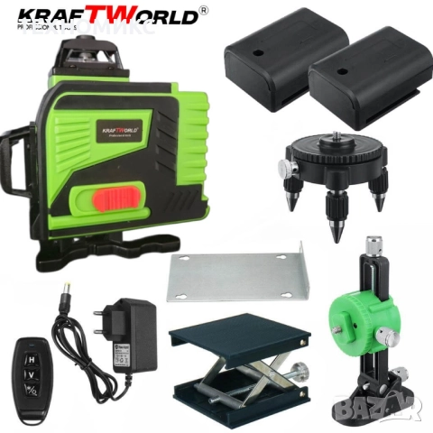 4D Лазерен Нивелир Kraft Royal с 16 Линии – Пълен Компелкт с Тринога и Аксеосари, снимка 7 - Измервателни инструменти - 51591973