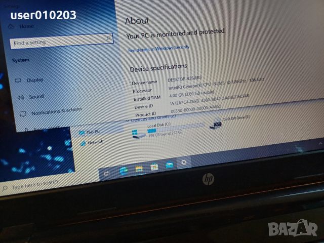 15.6'HP 15 Dual Core/4GB-RAM/250GB HDD, снимка 6 - Лаптопи за дома - 46612769