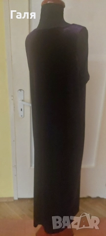 Дълга рокля кадифе/плюш , тъмно лилава,  размер ХЛ, снимка 2 - Рокли - 52183630
