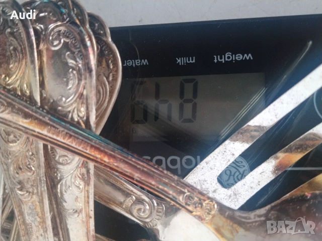 Сервиз посребрени прибори тегло 849 грама вилици, Лъжици ножове хранане маркирани сребро проба 800 I, снимка 4 - Антикварни и старинни предмети - 53396967