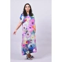 💕Рокля на цветя за едри жени с обло деколте и къс ръкав, снимка 2
