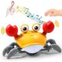 Интерактивна играчка пълзящ и пеещ рак КРОУЛИ, Син/Жълт, снимка 1 - Музикални играчки - 45761137