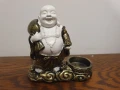  Статуетка на щастливия Буда с поставка за чаена свещ, снимка 1