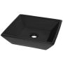 vidaXL Керамична мивка, квадратна, черна, 41,5x41,5х12 см(SKU:142739