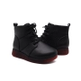 Дамски черни боти от естествена кожа с връзки и цип, снимка 3