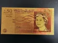 £50 банкнота с  24 К златно покритие, плик и сертификат, снимка 2
