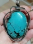 Масивен сребърен медальон с тюркоаз цена под цената за скрап , снимка 3