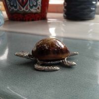 сувенир от Малдивите,   Океанска костенурка, изработена от метал и морска раковина, снимка 4 - Декорация за дома - 45514912