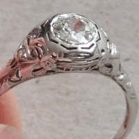 Златен пръстен 18к с Брилянт 0.8 карата(артдеко), снимка 7 - Пръстени - 44958165