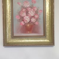 Оригинална маслена картина,цветя натюрмор на Robert Cox, снимка 5 - Антикварни и старинни предмети - 45477275