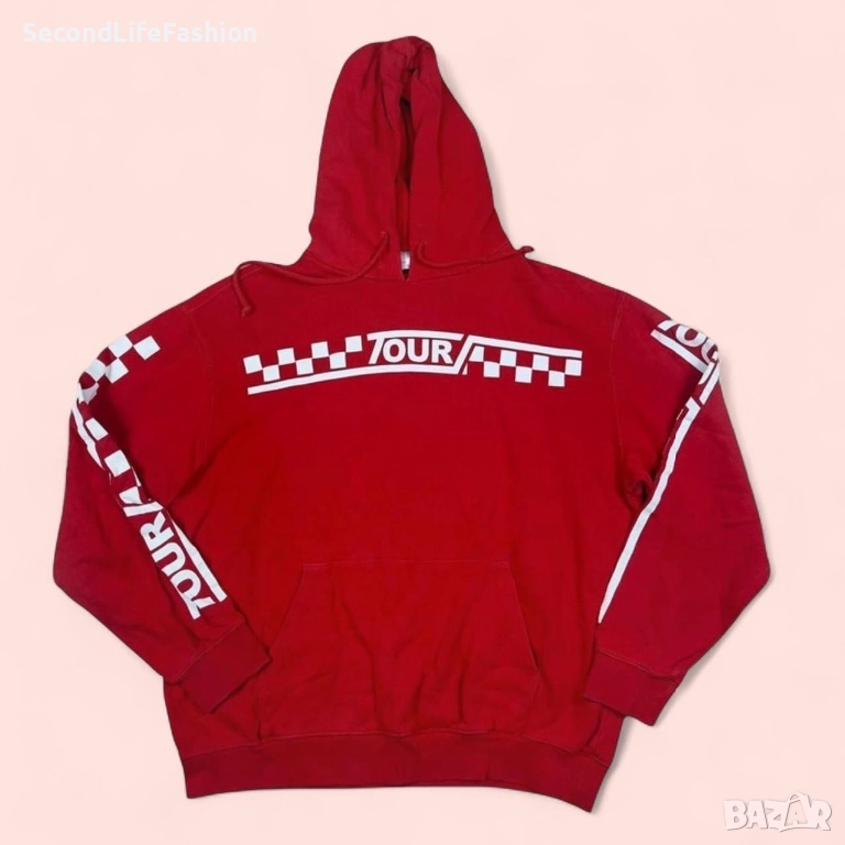 Мъжки суичър с качулка Team Bieber Justin Bieber 2017 Tour, червен, памучен, размер L, снимка 1