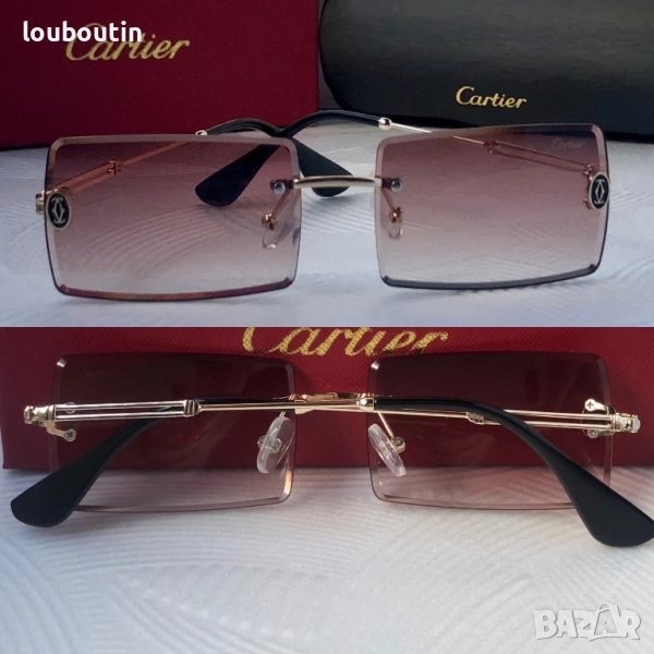 Cartier Мъжки слънчеви очила правоъгълни 3 цвята черни кафяви сини, снимка 1