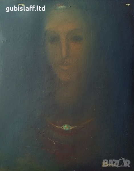 Картина, дамски портрет, медальон, худ. Г. Пирьов, 2000 г., снимка 1