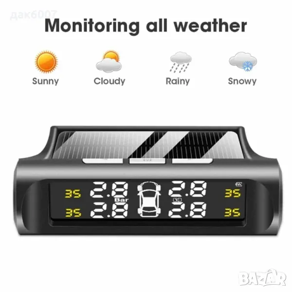 Безжична мини TPMS система за мониторинг на налягането и температурата в гумите , снимка 1