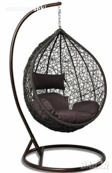 Градинска люлка от PVC ратан с метална конструкция, снимка 1