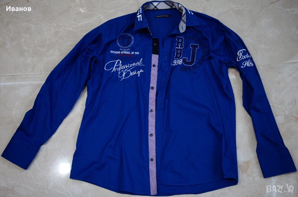 Ефектна синя риза с дълъг ръкав Redbridge - XL, снимка 1