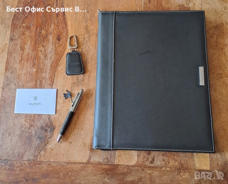 химикалка, органайзер и ключодържател кожени Balmain Paris комплект, снимка 1