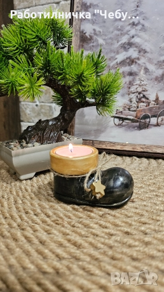 Свещник Коледно ботушче, снимка 1