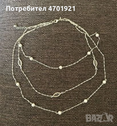 Дамско колие с перлички на три реда, снимка 1