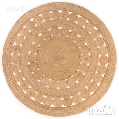 vidaXL Плетен килим с дизайн, от юта, 240 см, кръгъл（SKU:343592, снимка 1