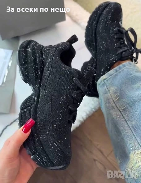 Alexander McQueen Дамски Черни Блестящи Маратонки 👟Дамски Спортни Обувки Код E. Fashion-23, снимка 1