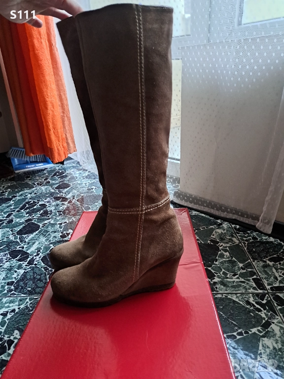 Луксозни ботуши Vera Pelle Italy естествен велур, снимка 1