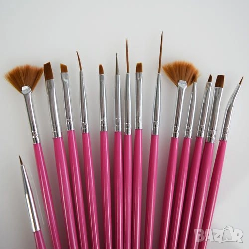 Комплект от 15 броя четки за маникюр и педикюр, снимка 1