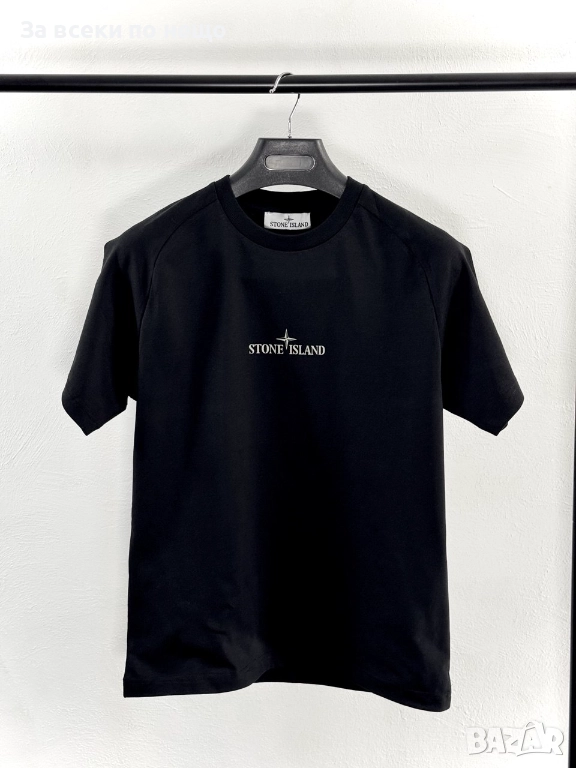 Stone Island Мъжка Черна Тениска Със Щампа Отпред И Отзад👕Мъжка Блуза С Къс Ръкав Код V.B.28, снимка 1