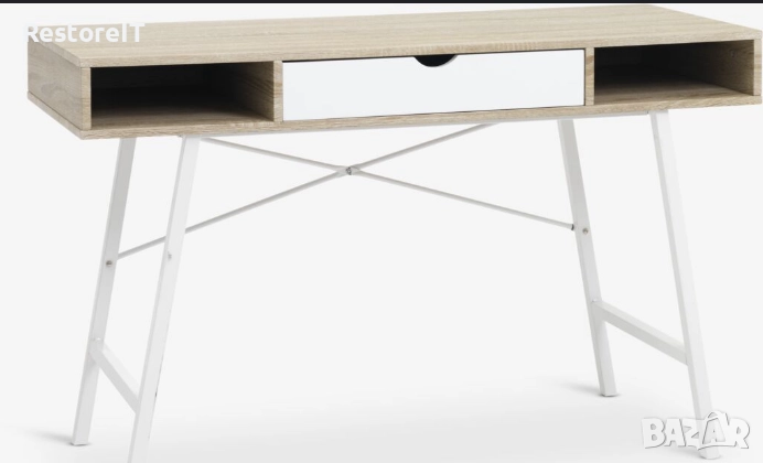 Бюро Abbetved от Jysk - дъб/бяло, снимка 1